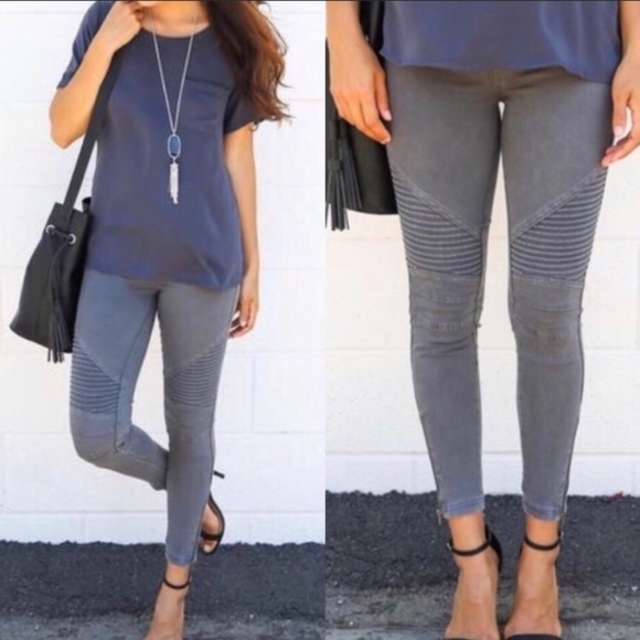 Aluna Levi Pants - Charcoal Moto Biker - Plus Size